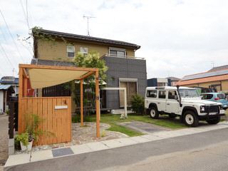 カッコイイ自転車置き場　門袖セット